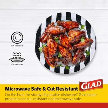 Glad Disposable Paper Plates with Referee Football Design | 75 Count