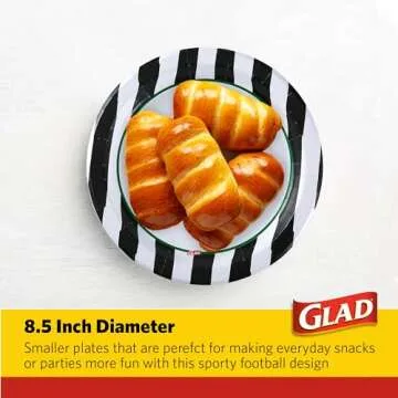 Glad Disposable Paper Plates with Referee Football Design | 75 Count
