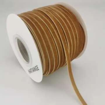 HATIANGE Khaki Velvet Ribbon 1/4 Inch X 50 Yards for Crafting