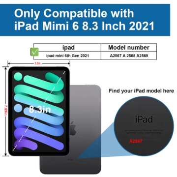 Andnary Case for 2024 iPad Mini 7 A17 Pro/2021 Mini 6 8.3 Inch Case with Built-in Pencil Holder/360?...