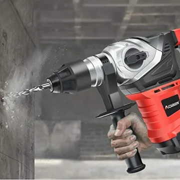 AOBEN Rotary Hammer Drill with Vibration Control and Safety Clutch,13 Amp Heavy Duty 1-1/4 Inch SDS-Plus Demolition Hammer for Concrete-Including 3 Drill Bits,Flat/Point Chisels.