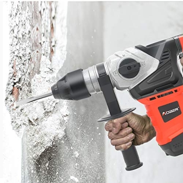 AOBEN Rotary Hammer Drill with Vibration Control and Safety Clutch,13 Amp Heavy Duty 1-1/4 Inch SDS-Plus Demolition Hammer for Concrete-Including 3 Drill Bits,Flat/Point Chisels.