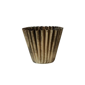 Creative Co-Op Pleated Metal Vase - Antique Brass Finish for Stunning Decor