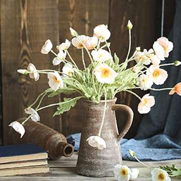 Earthenware Flower Vase Handmade Decorative Bud Vase Modern Tall Posy Bouquet Brown Centerpiece for Home Wedding Christmas Decor (Color : Brass, Size : 19×24cm)