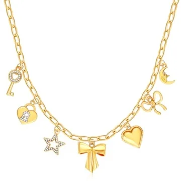 Bonjoutry Charm Necklace - Dainty Gold Pendant Jewelry