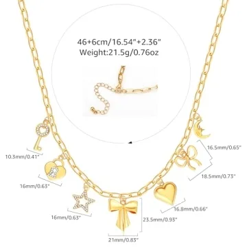 Bonjoutry Charm Necklace - Dainty Gold Pendant Jewelry