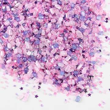 Sanding Sugar Edible Pink Glitter Stars Mix, Edible Purple&Pink Sugar Sprinkles for Cake Decorating,...
