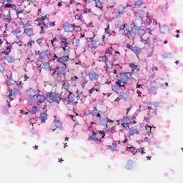 Sanding Sugar Edible Pink Glitter Stars Mix, Edible Purple&Pink Sugar Sprinkles for Cake Decorating,...