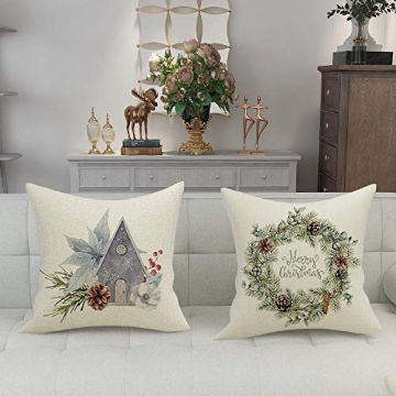 FIBEROMANCE Christmas Pillow Covers - Festive 4 Set