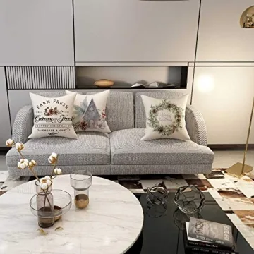 FIBEROMANCE Christmas Pillow Covers - Festive 4 Set