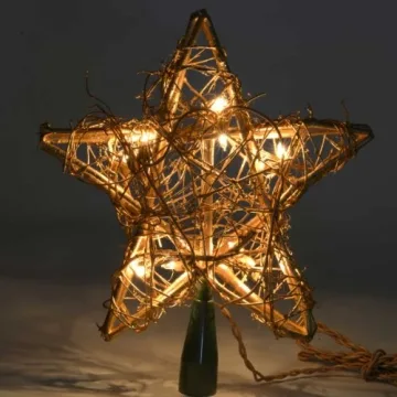 Kurt Adler Rattan Star Treetop with Twinkling Lights