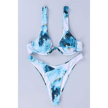 BISSOMMER Bikinis for Women Bathing Suits Swimsuit Two Piece Swimwear Tie Dye Underwire High Cut