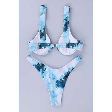 BISSOMMER Bikinis for Women Bathing Suits Swimsuit Two Piece Swimwear Tie Dye Underwire High Cut