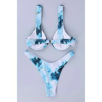 BISSOMMER Bikinis for Women Bathing Suits Swimsuit Two Piece Swimwear Tie Dye Underwire High Cut