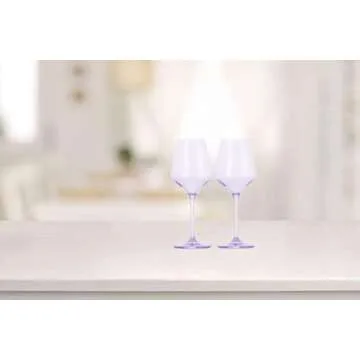 Soleil Lavender Stemmed Wine Glasses Set of 2
