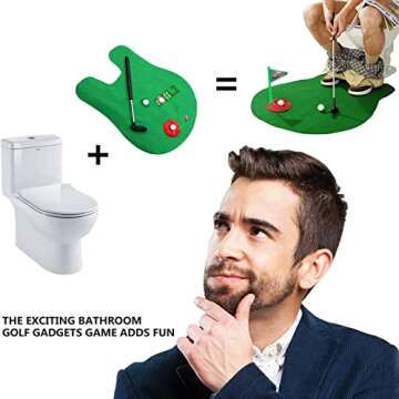 HuoBi Toilet Golf,Mini Golf Bathroom Toilet Toy Putting Golfing Game Indoor Practice Mini Golf Set Golf Training Accessory for Men Women and Kids