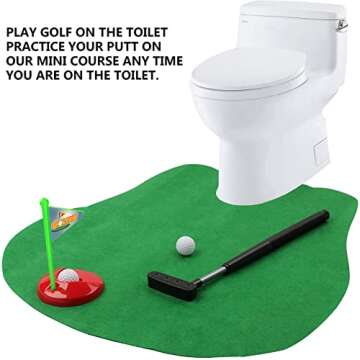 HuoBi Toilet Golf,Mini Golf Bathroom Toilet Toy Putting Golfing Game Indoor Practice Mini Golf Set Golf Training Accessory for Men Women and Kids