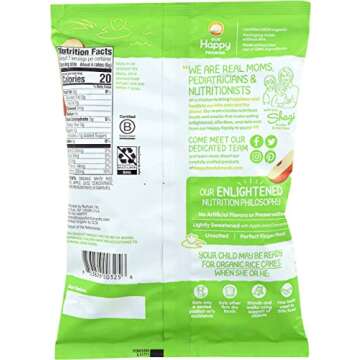 Happy Baby Organics Baby Food Rice Cakes Apple, 1.4 Ounce Bag Puffed Brown Rice Crackers, Baby Snacks or Toddler Snacks, No Added Colors, Encourages Tactility and Self-Feeding