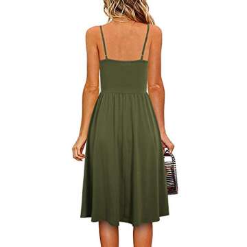 YATHON Women's Spaghetti Straps Party Sundress Casual Beach Summer Dresses 2024 (YT090-Army Green, S...