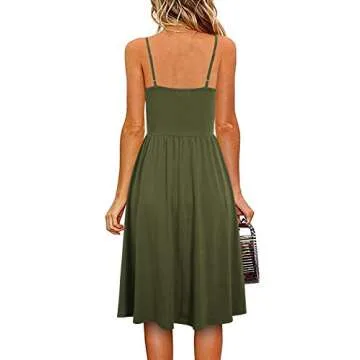 YATHON Women's Spaghetti Straps Party Sundress Casual Beach Summer Dresses 2024 (YT090-Army Green, S...