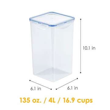 LOCK & LOCK Easy Essentials Food lids/Pantry Storage/Airtight containers, BPA Free, Square-16.9 Cup-...