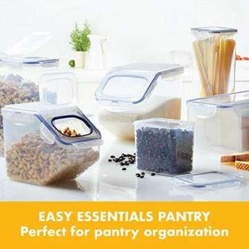 LOCK & LOCK Easy Essentials Food lids/Pantry Storage/Airtight containers, BPA Free, Square-16.9 Cup-for Chips, Clear