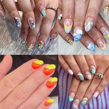 UNA GELLA Short Almond Fake Nails 216pcs Pre-shape Gel Acrylic Nail Tips for Full Cover Nail Extensi...