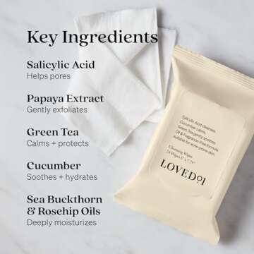 Loved01 Face & Body Salicylic Acid Cleansing Wipes, John Legend Skincare, Oil & Fragrance-Free, No-R...