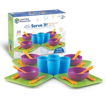 Learning Resources New Sprouts Serve It! Dish Set, Early Social Interactions, 24 Pieces, Ages 2+