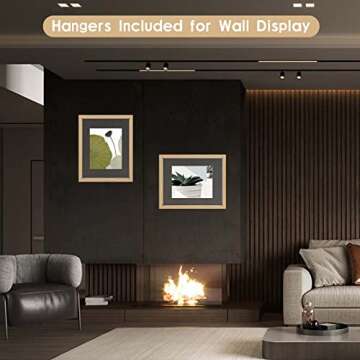 MUYE 8x10 Floating Frame Set of 2,Double Glass Rustic Photo Frame for Wall Hanging or Tabletop Standing,Display Any Size Photo up to 8x10,Natural