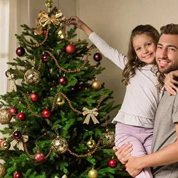 12 Feet Christmas Wooden Bead Garland for Festive Decor