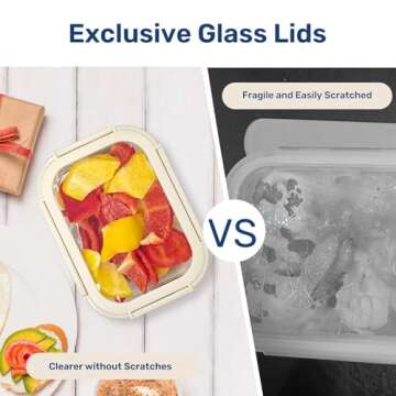Glass Meal Prep Containers with Exclusive Glass Lids, Glass Storage Containers with Lids, BPA-Free, ...