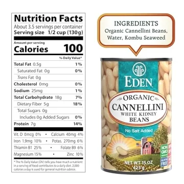 Eden Organic Cannellini Beans No Salt Added 15-Ounce Cans Pack of 12
