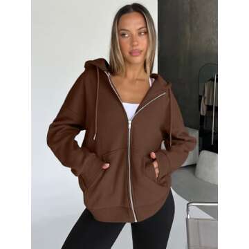 Trendy Queen Womens Oversized Zip-Up Hoodies for Winter