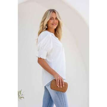 Trendy EVALESS Summer Tops for Women's Puff Sleeve