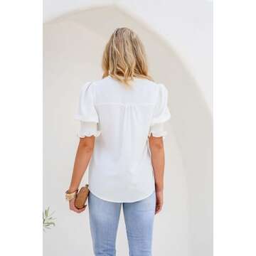 Trendy EVALESS Summer Tops for Women's Puff Sleeve