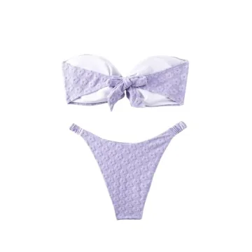 WDIRARA Women's Cute Floral Swimsuits Bandeau Bikini Set