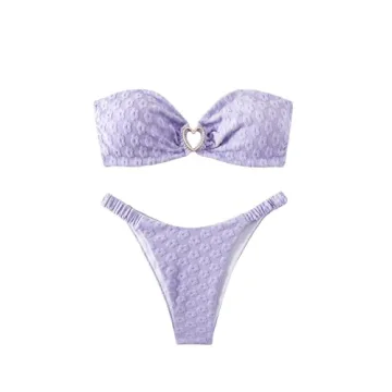 WDIRARA Women's Cute Floral Swimsuits Bandeau Bikini Set