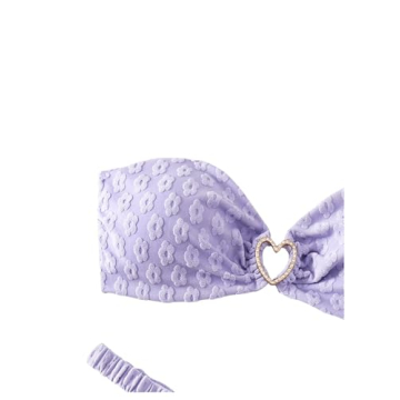 WDIRARA Women's Cute Floral Swimsuits Bandeau Bikini Set