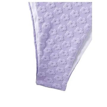 WDIRARA Women's Cute Floral Swimsuits Bandeau Bikini Set