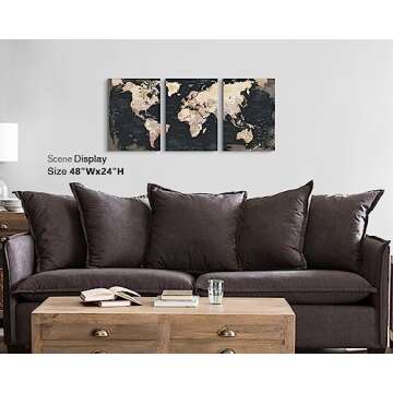 Black and White Wall Art Framed Office Vintage Wall Decor for Bedroom Home Decorations for Living Room Large Modern Maps Pictures Abstract Art Prints