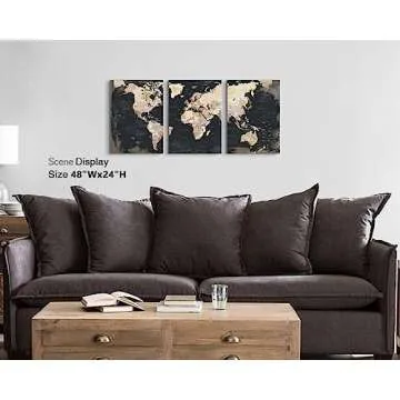 Black and White Wall Art Framed Office Vintage Wall Decor for Bedroom Home Decorations for Living Room Large Modern Maps Pictures Abstract Art Prints