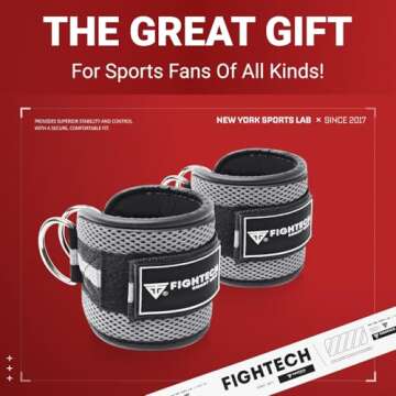 FIGHTECH Ankle Straps Cable Machine Attachment for Gym - Cable Kickback Ankle Straps - Padded Ankle ...