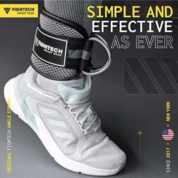FIGHTECH Ankle Straps Cable Machine Attachment for Gym - Cable Kickback Ankle Straps - Padded Ankle Cuffs for Glute Kickbacks and Leg Workouts (Gray/Classic)