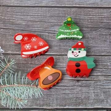 6PK Christmas Hair Accessories for Girls Cute Christmas Hair Claw Clips for Kids Christmas Tree Snow...