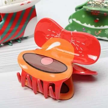 6PK Christmas Hair Accessories for Girls Cute Christmas Hair Claw Clips for Kids Christmas Tree Snowman Xmas Cap Hair Clip Boots Small Bell Hair Claws (Color A)