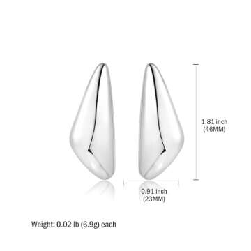 Triangle Silver Dangle Earrings For Women Statement Earrings Large Minimalist Geometric Chunky Exaggerated Stud Earring For Women Trendy