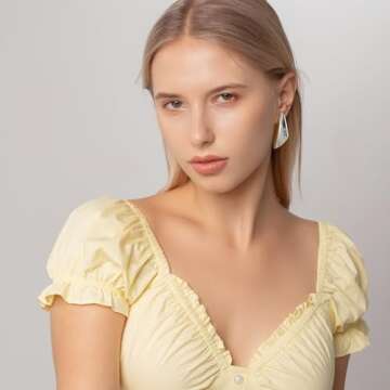 Triangle Silver Dangle Earrings For Women Statement Earrings Large Minimalist Geometric Chunky Exaggerated Stud Earring For Women Trendy