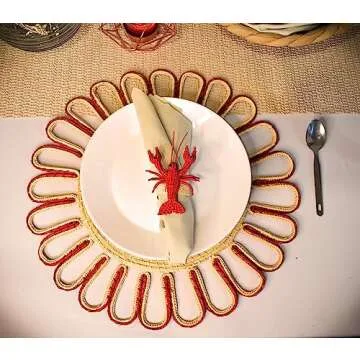 Napkin Rings (Lobster) Set of 4 Handmade Exclusive Luxury and Cured (Kitchen Table Linens, Dining Table)