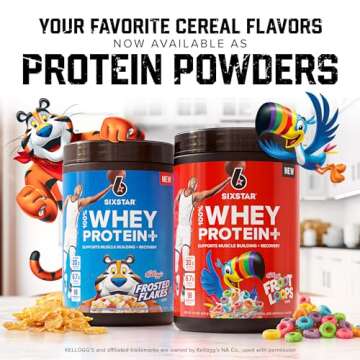 Six Star Whey Protein Powder Plus - Muscle Building & Recovery Formula with Whey Isolate Powder, BCAAs, 30g Protein, Immune Support - Post-Workout Supplement - Kellogg’s Froot Loops Flavor, 1.8 lbs